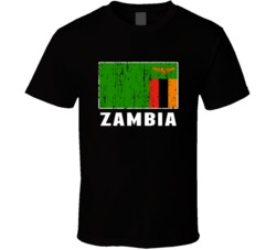 Zambia Country Flag Patriotic Distressed T Shirt