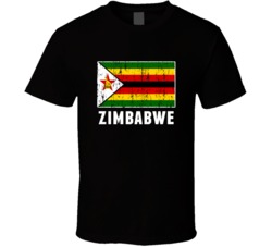 Zimbabwe Country Flag Patriotic Distressed T Shirt