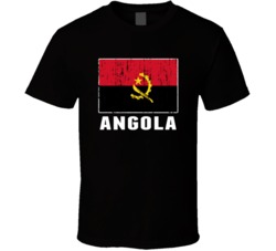 Angola Country Flag Patriotic Distressed T Shirt