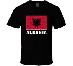 Albania Country Flag Patriotic Distressed T Shirt
