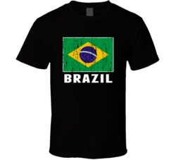 Brazil Country Flag Patriotic Distressed T Shirt