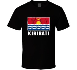 Kiribati Country Flag Patriotic Distressed T Shirt
