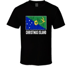 Christmas Island Country Flag Patriotic Distressed T Shirt
