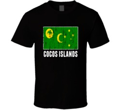 Cocos Islands Country Flag Patriotic Distressed T Shirt