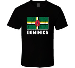 Dominica Country Flag Patriotic Distressed T Shirt
