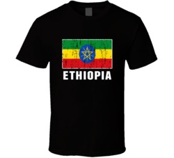Ethiopia Country Flag Patriotic Distressed T Shirt