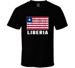 Liberia Country Flag Patriotic Distressed T Shirt
