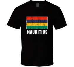Mauritius Country Flag Patriotic Distressed T Shirt