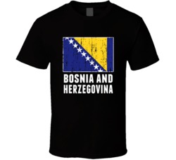 Bosnia And Herzegovina Country Flag Patriotic Distressed T Shirt