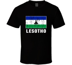 Lesotho Country Flag Patriotic Distressed T Shirt