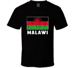 Malawi Country Flag Patriotic Distressed T Shirt