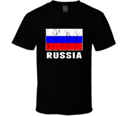 Russia Country Flag Patriotic Distressed T Shirt