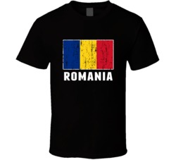 Romania Country Flag Patriotic Distressed T Shirt