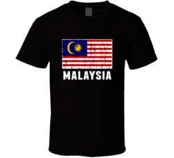 Malaysia Country Flag Patriotic Distressed T Shirt