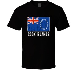Cook Islands Country Flag Patriotic Distressed T Shirt