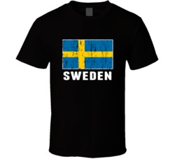 Sweden Country Flag Patriotic Distressed T Shirt