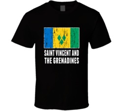 Saint Vincent And The Grenadines Country Flag Patriotic Distressed T S