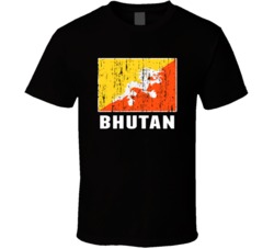 Bhutan Country Flag Patriotic Distressed T Shirt
