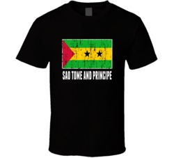 Sao Tome And Principe Country Flag Patriotic Distressed T Shirt