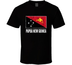 Papua New Guinea Country Flag Patriotic Distressed T Shirt