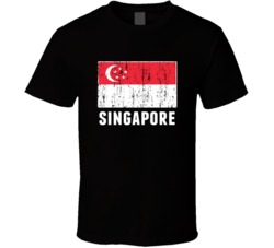 Singapore Country Flag Patriotic Distressed T Shirt