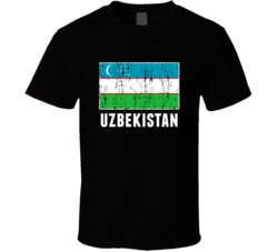 Uzbekistan Country Flag Patriotic Distressed T Shirt
