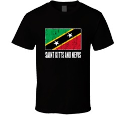 Saint Kitts And Nevis Country Flag Patriotic Distressed T Shirt