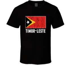 Timor-Leste Country Flag Patriotic Distressed T Shirt