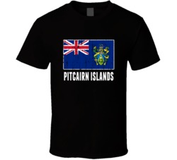 Pitcairn Islands Country Flag Patriotic Distressed T Shirt