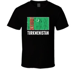 Turkmenistan Country Flag Patriotic Distressed T Shirt