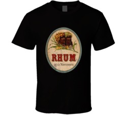 Rhum De La Martinique Vintage Liquor Label Distressed Look T Shirt