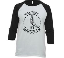 Tick Tock Its Beer Oclock Funny Beer Lovers Raglan T Shirt