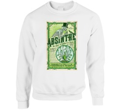 Absinthe Elixir Vintage Bottle Label Distressed Look Crewneck Sweatshi