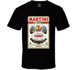 Martini Rosso Vermouth Distressed Bottle Label T Shirt