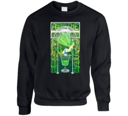 Absinthe The Green Fairy Distressed Poster Art Spirit Lovers Crewneck 