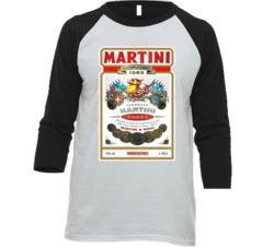 Martini Rosso Vermouth Distressed Bottle Label Raglan T Shirt