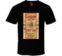 Gordon And Companys Dry Gin London Vintage Bottle Label T Shirt