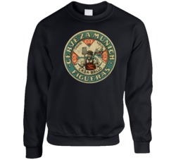 Cerveza Munich Figueras Spain Vintage Beer Bottle Label Crewneck Sweat