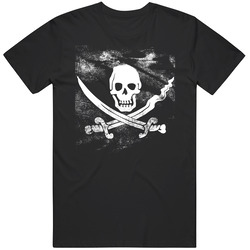Pirate Flag Jolly Roger Skull And Swords Waving Flag Cool Distressed T