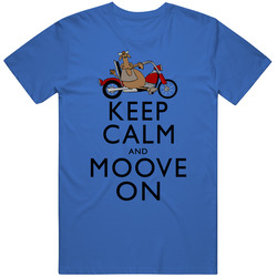 Keep Calm And Moove On Cow On Motorcycle Tee T Shirt