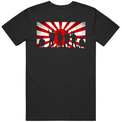 Soldiers In A Blood Red Dawn With Japanese Rising Sun Flag T Shirt