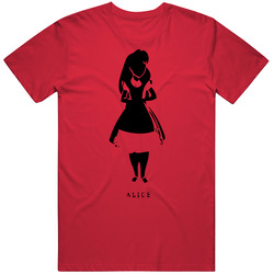 Alice In Wonderland Stencil Red T Shirt