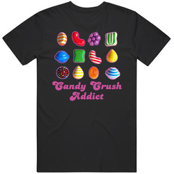 Candy Crush Addict Game App Color Bomb Stripes T Shirt