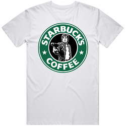 Dirk Benedict Starbuck Bsg Coffee Funny Parody T Shirt