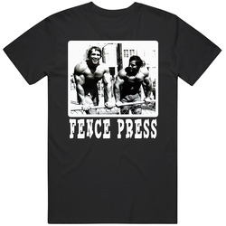 Arnold Schwarzenegger  Fence Press Body Builder Muscle Actor T Shirt