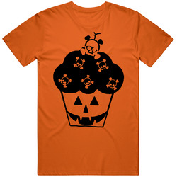 Halloween Scary Funny Skull Cupcake T Shirt