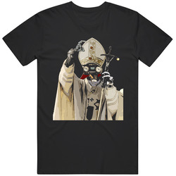 Johnny Five Pope Funny Black T Shirt