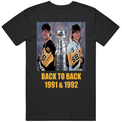 Pittsburgh Hockey Back To Back Champions Lemieux Jagr 90s T Shirt