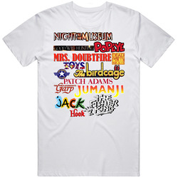 Robin Williams Movie Titles Collage Filmography Tribute T Shirt