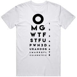 Geek Eye Chart Funny Dork Omg Wtf Stfu Pwn3d T Shirt